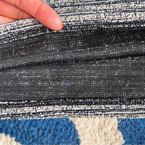 🖤 VILA BLACK WHITE GOLD SHIMMER TWEED CAPRI SLEEVE DRESS! - Picture 10 of 13